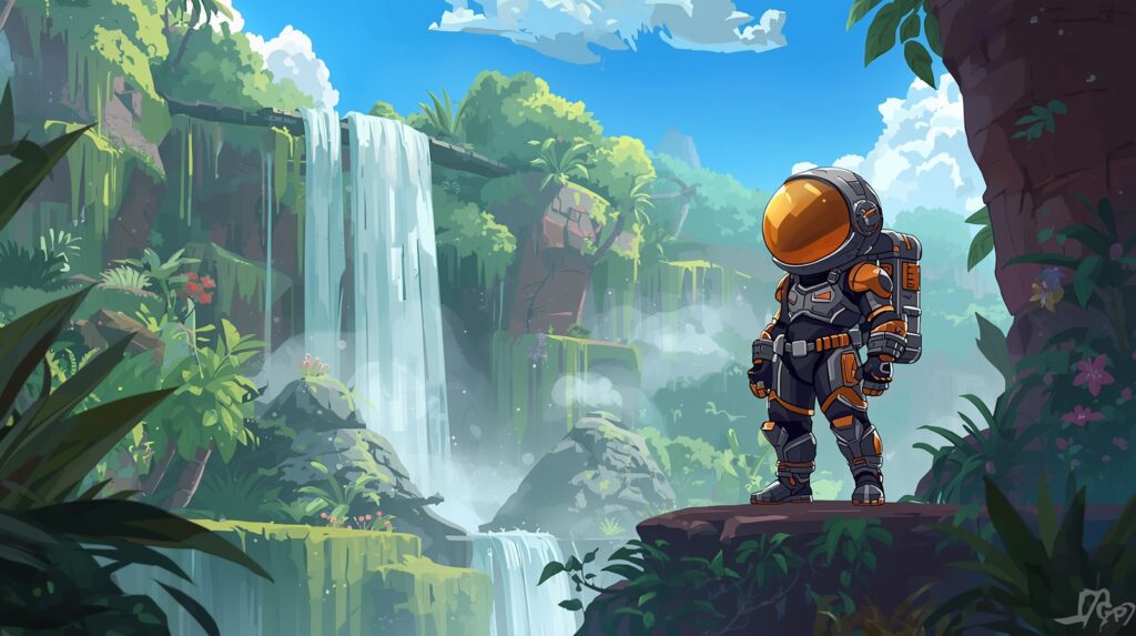 lucid origin concept art for an indie game with a 2d sideview 2